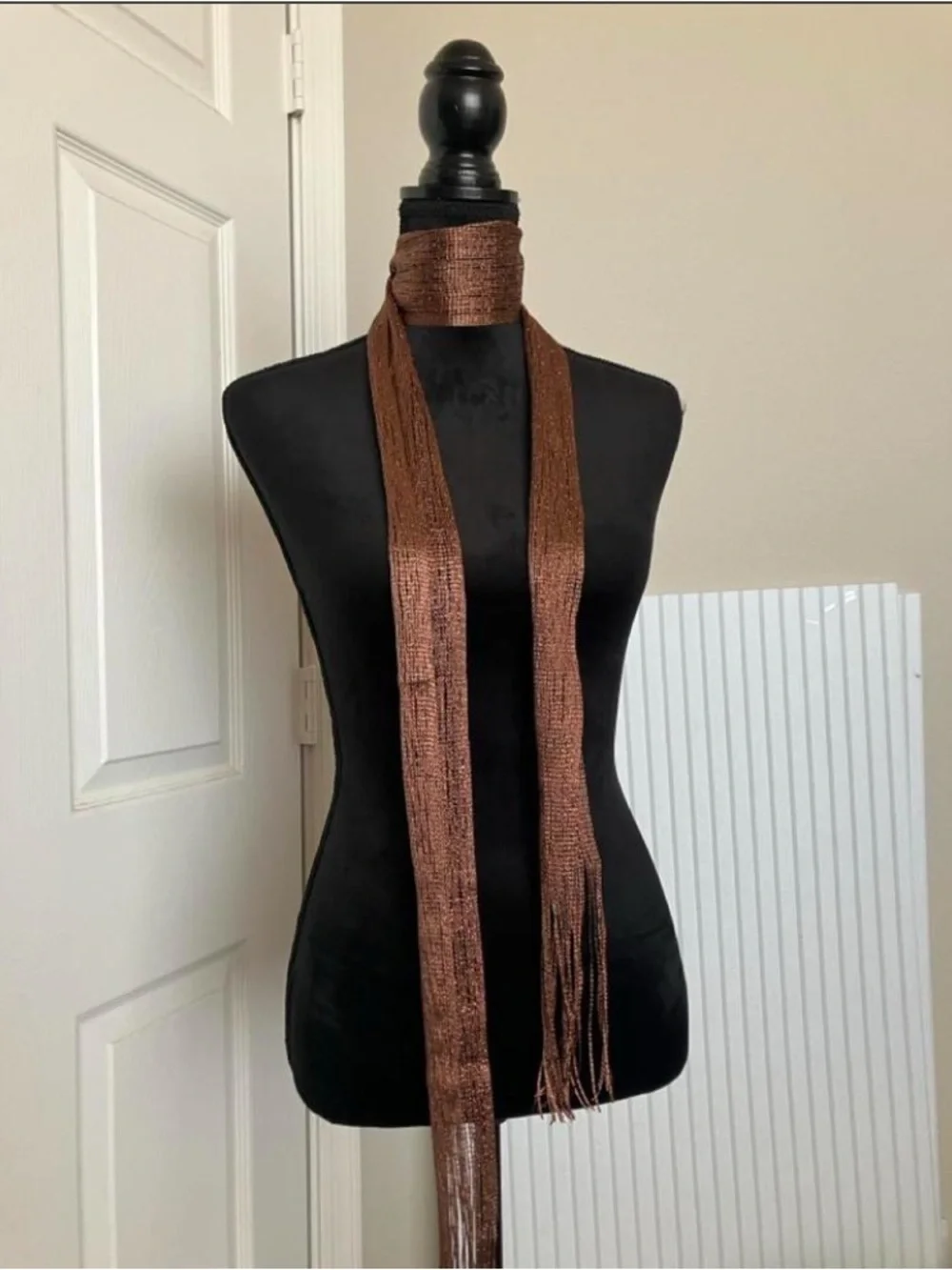 Brown Metallic Fringe Scarf - Women Accessories